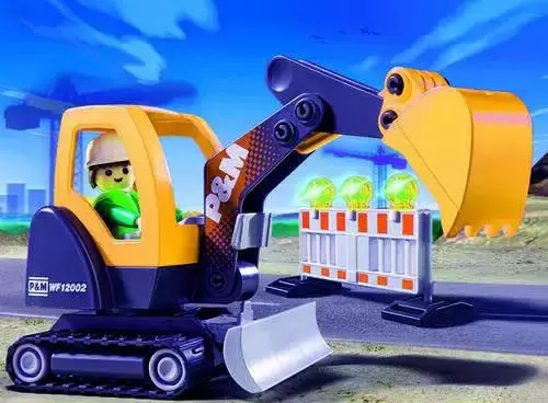 Playmobil Chantier - Mini excavator with Absperrbake and signal light