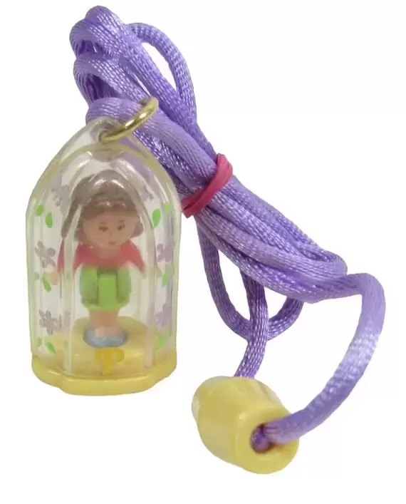 Polly Pocket (1989 - 1998) - Pixie in her necklace Yellow Base & Purple Cord