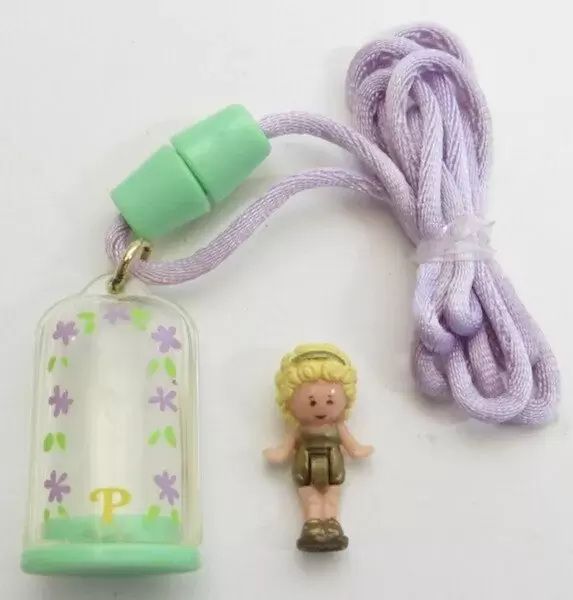 Polly Pocket (1989 - 1998) - Polly Gold Dress In Her Necklace Green Base Purple Cord