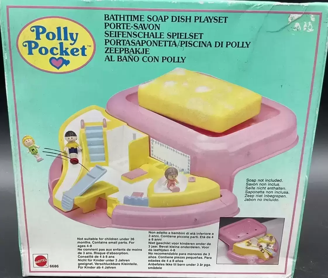 Polly Pocket (1989 - 1998) - Bathtime Soap Dish Play Set Pink