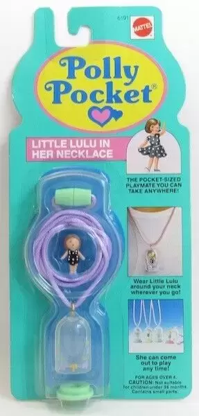 Polly Pocket (1989 - 1998) - Little Lulu Polka Dot Dress In Necklace Green Base Purple Cord