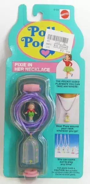 Polly Pocket (1989 - 1998) - Pixie in her necklace Pink Base & Purple Cord