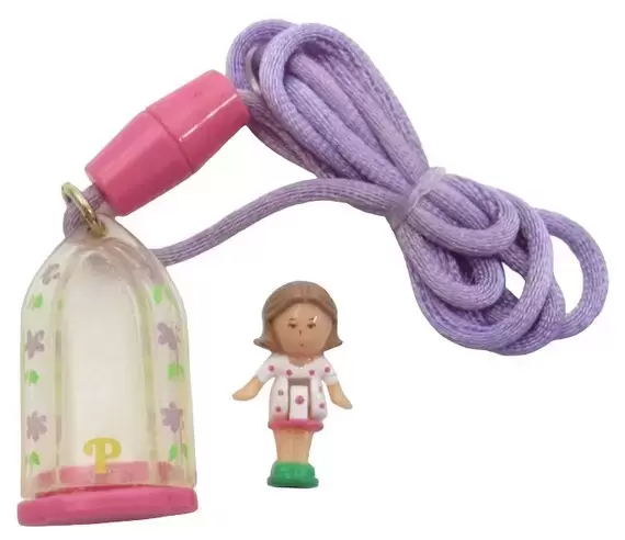 Polly Pocket (1989 - 1998) - Pixie Polka Dot Dress in her necklace Pink Base & Purple Cord