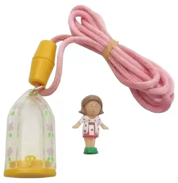 Polly Pocket Bluebird (vintage) - Pixie Polka Dot Dress in her necklace Yellow Base & Pink Cord