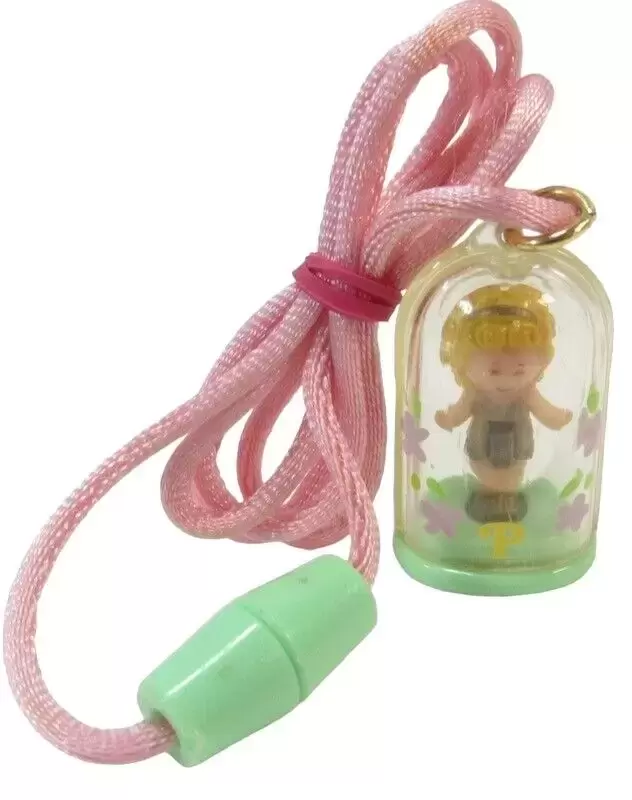 Polly Pocket Bluebird (vintage) - Polly Gold Dress In Her Necklace Green Base Pink Cord