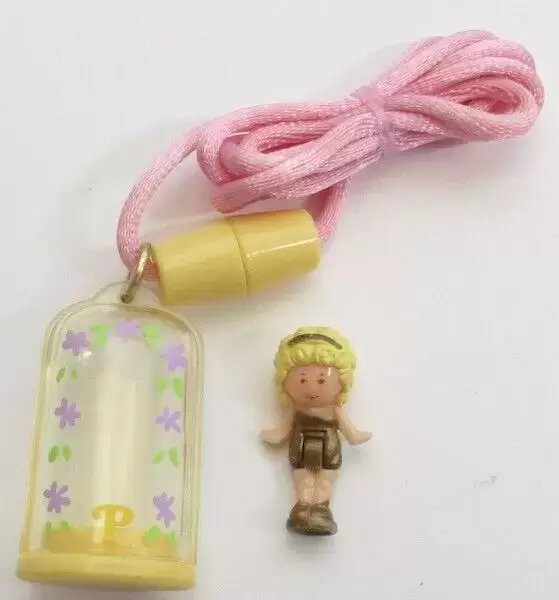 Polly Pocket (1989 - 1998) - Polly Gold Dress In Her Necklace Yellow Base Pink Cord