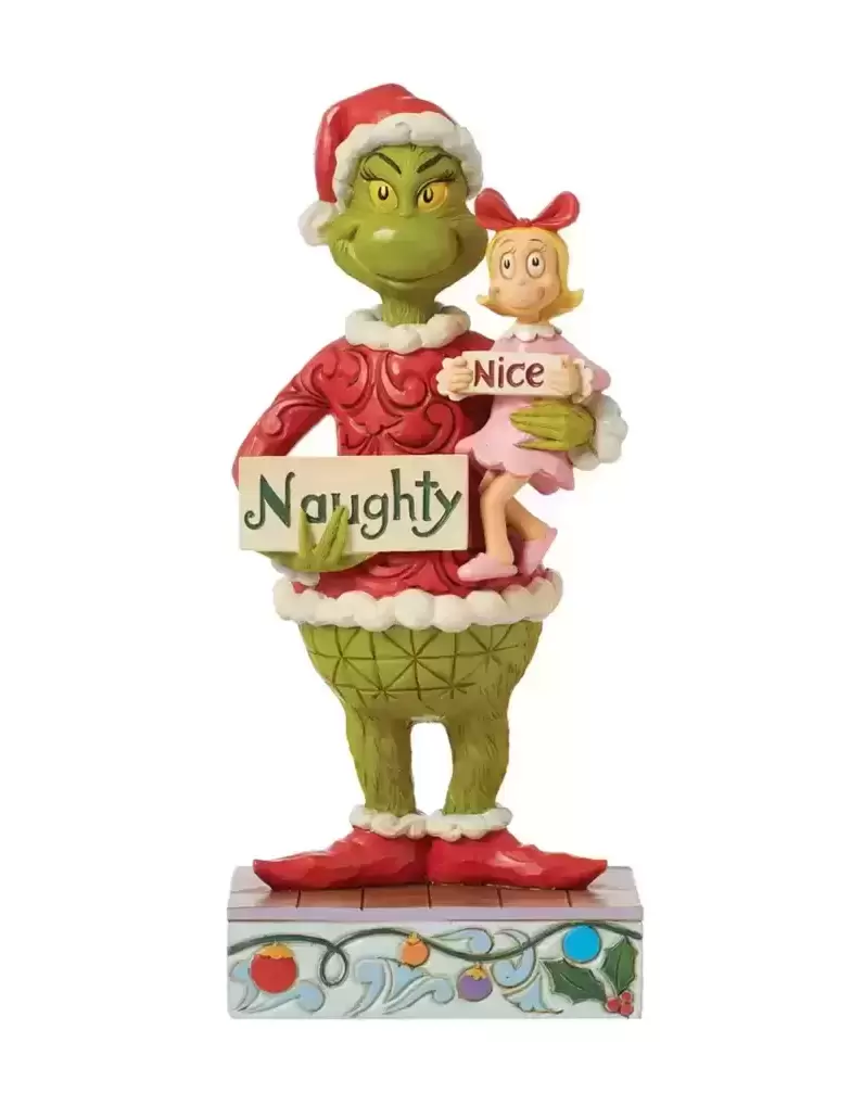Dr Seuss by Jim Shore - Grinch & Cindy Hold Sign Fig