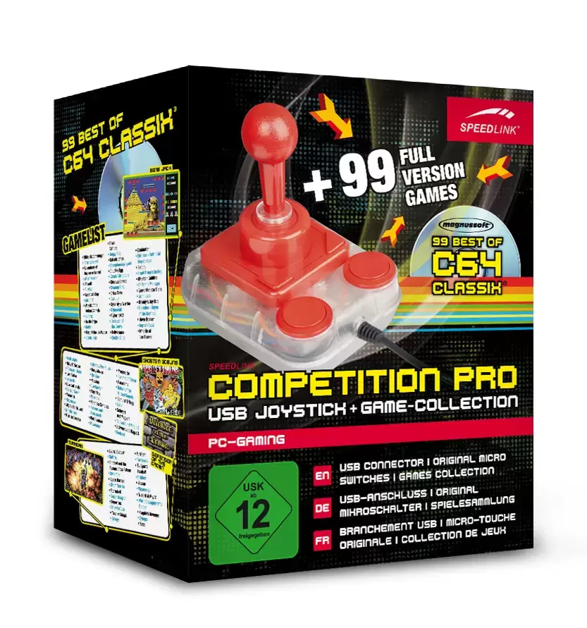 Arcade Stick - Speedlink Competition Pro USB Joystick + Game-Collection 99 best of C64 Classix
