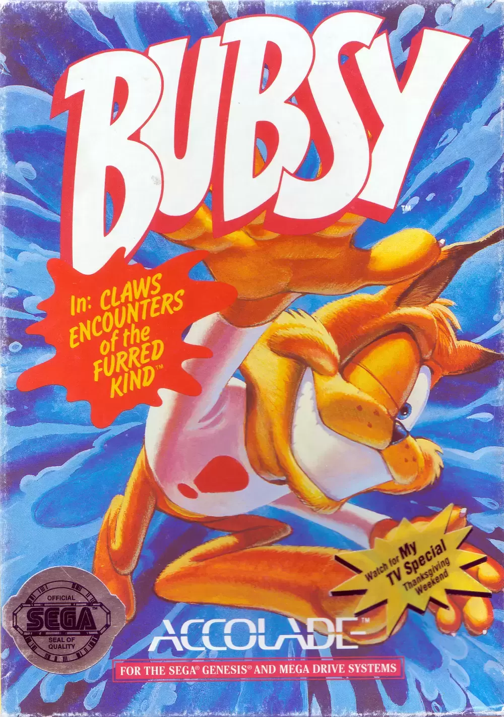 US - Sega Genesis Games - Bubsy in: Claws Encounters of the Furred Kind